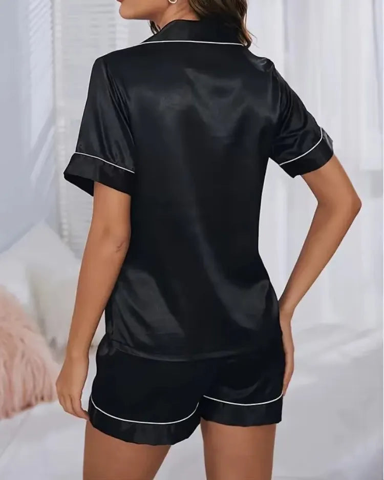 Satin Pyjama Shorts Set - Voldara