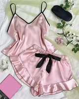 Satin Ruffle-Trim Pyjama Set - Voldara
