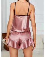 Satin Ruffle-Trim Pyjama Set - Voldara