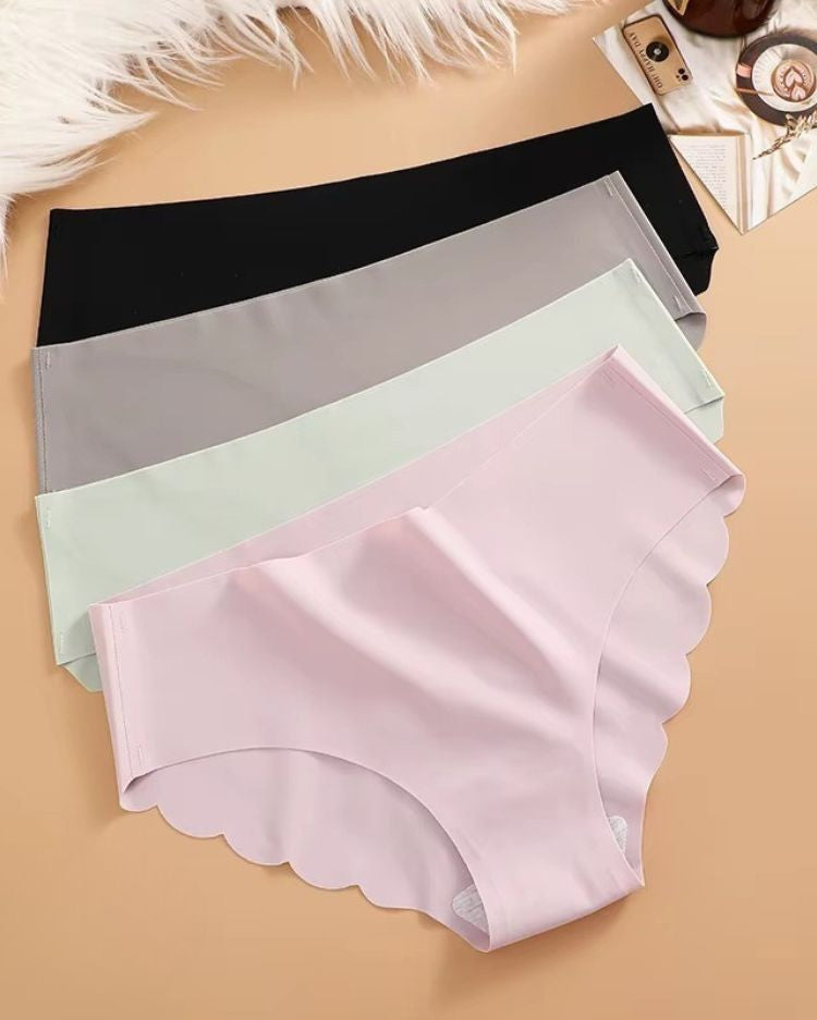 4-Pack: Seamless Wavy-Edge Low-Rise Briefs - Voldara