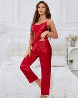 Sleeveless Satin Pyjama Set - Voldara