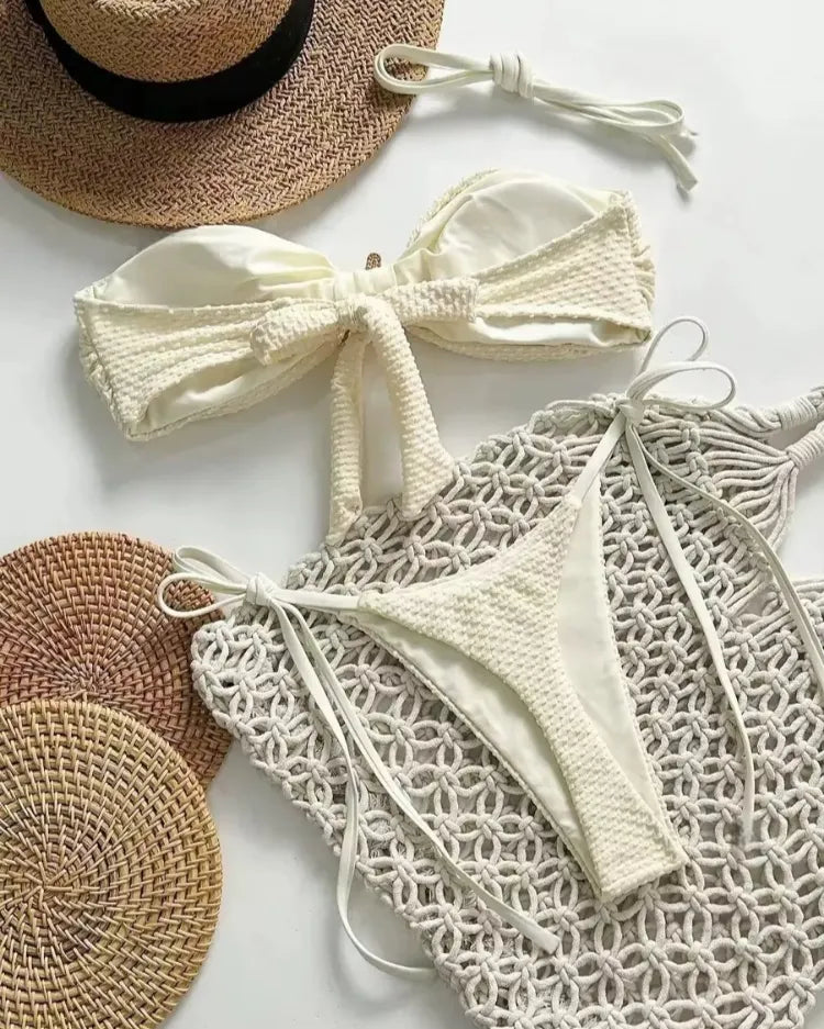 Solid Tie-Side Bikini Set - Voldara