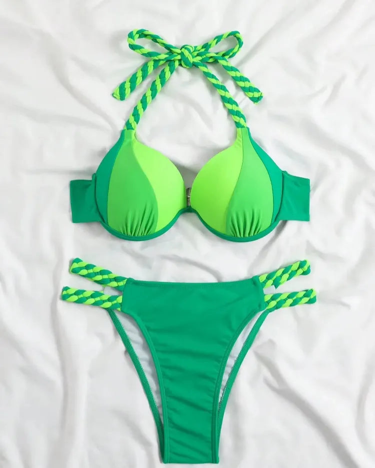 Solid Underwired Bikini Set - Voldara