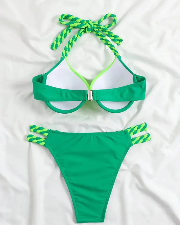 Solid Underwired Bikini Set - Voldara