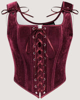 Square Neck Velvet Corset Top - Voldara