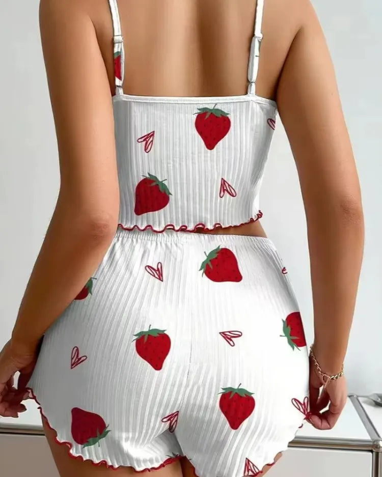 Strawberry Silky Pyjama Set - Voldara