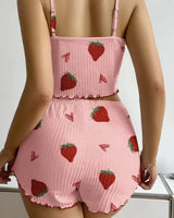Strawberry Silky Pyjama Set - Voldara