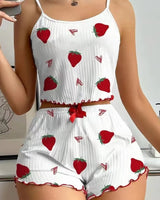 Strawberry Silky Pyjama Set - Voldara