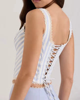 Striped Corset Crop Top - Voldara