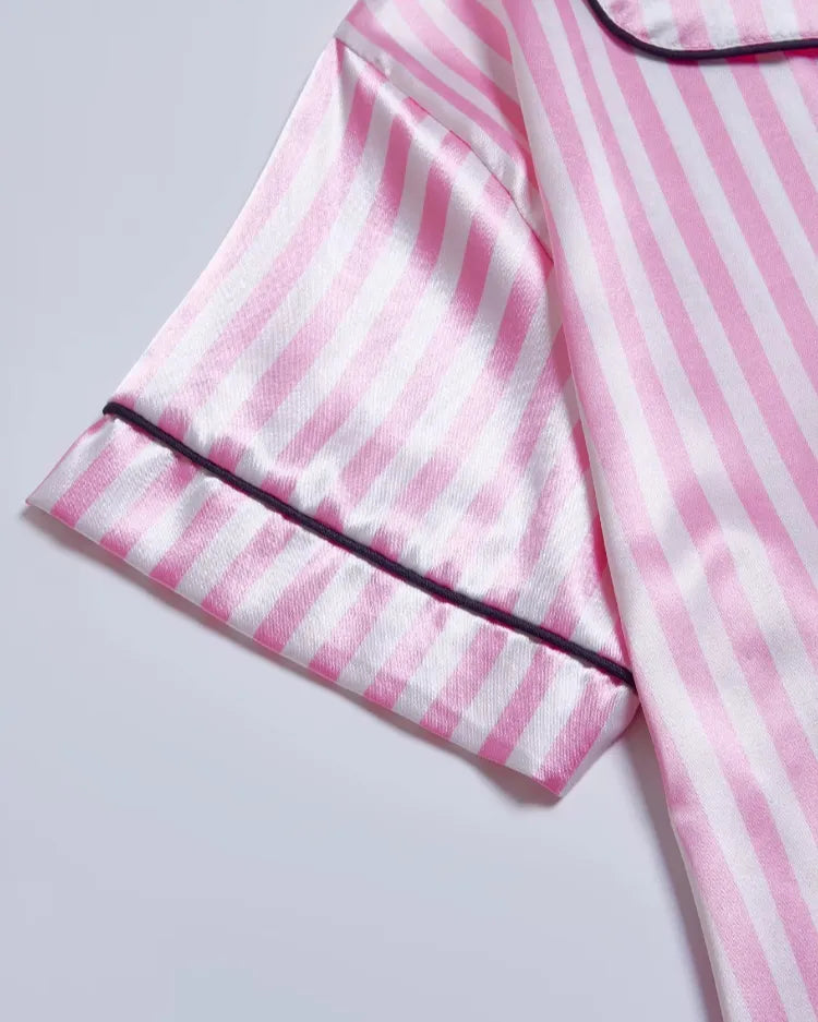Striped Satin Short Pyjamas - Voldara
