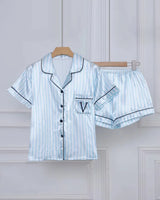 Striped Satin Short Pyjamas - Voldara
