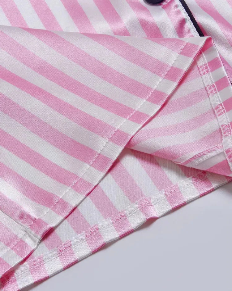 Striped Satin Short Pyjamas - Voldara