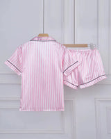 Striped Satin Short Pyjamas - Voldara