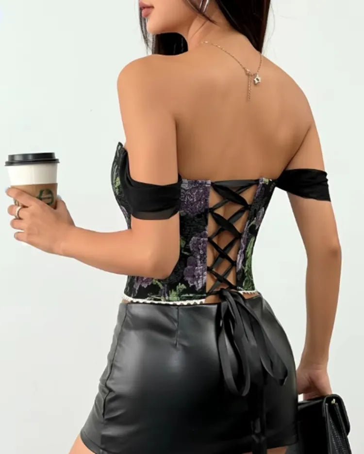 Structured Jacquard Corset - Voldara