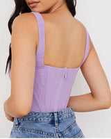 Structured Square-Neck Corset Top - Voldara