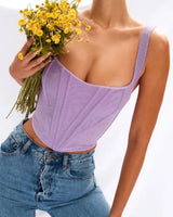Structured Square-Neck Corset Top - Voldara
