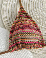 Textured Knit Triangle Bikini & Shorts Set - Voldara