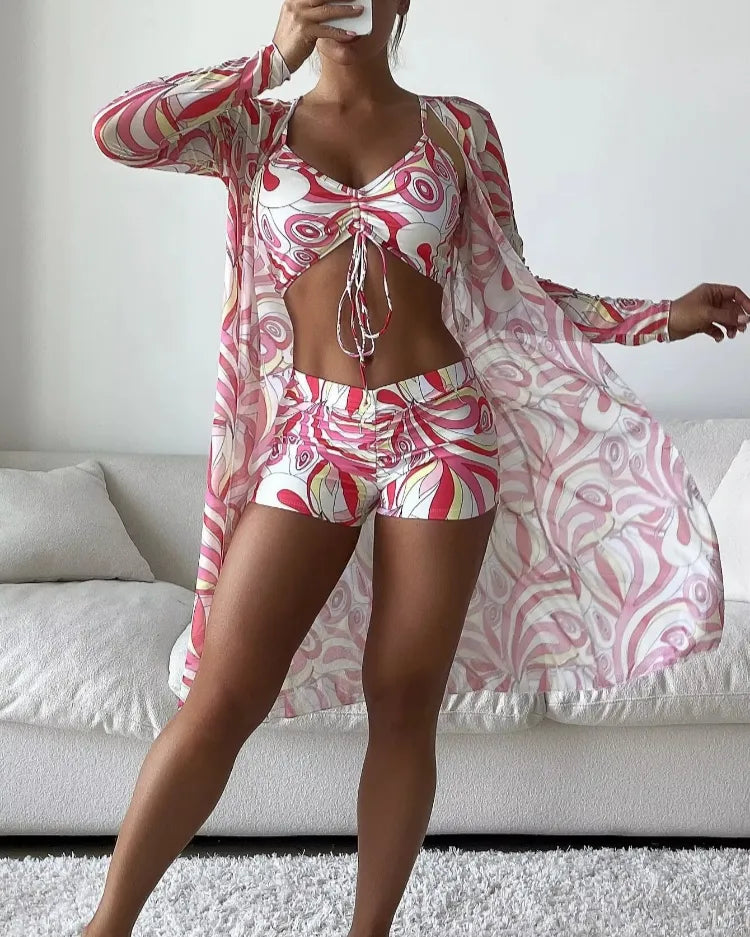 Three-Piece High-Waist Bikini Set - Voldara
