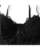 Black Sheer Mesh Corset Top - Voldara
