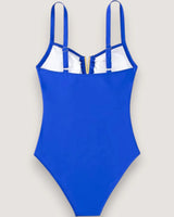 Pleated V-Neck High-Cut Swimsuit - Voldara