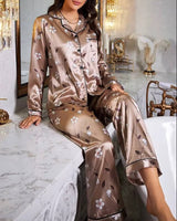 Floral Silk-Touch Satin Pyjama Set - Voldara