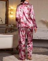 Floral Silk-Touch Satin Pyjama Set - Voldara