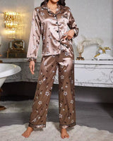 Floral Silk-Touch Satin Pyjama Set - Voldara