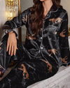 Midnight Leopard Satin Pyjama Set - Voldara