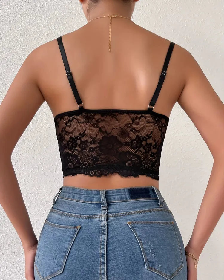 Black Sheer Lace Bustier