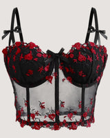 Embroidered Mesh Corset Top - Voldara