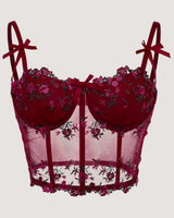 Embroidered Mesh Corset Top - Voldara