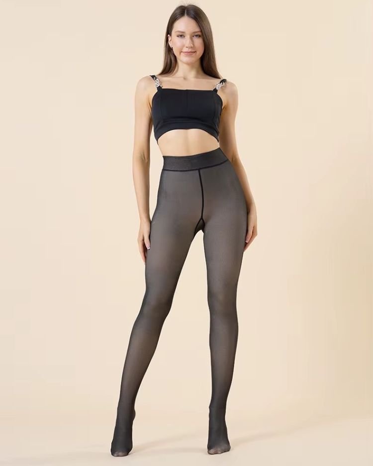 Fleece-Lined Illusion Tights - Voldara