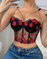 Floral Embroidered Bustier Top - Voldara