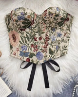 Floral Jacquard Corset - Voldara