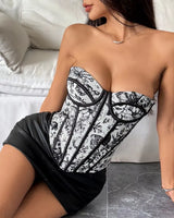 Floral Jacquard Corset Top - Voldara