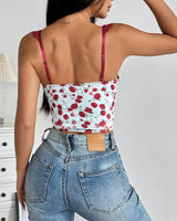 Floral Lace-Up Bustier Top - Voldara