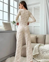 Floral Lettuce-Trim Pyjama Set - Voldara