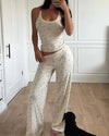 Floral Ribbed Lounge Set - Voldara