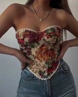 Floral Strapless Bustier Top - Voldara