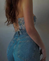 Floral Strapless Bustier Top - Voldara