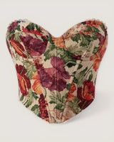 Floral Strapless Bustier Top - Voldara