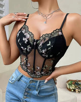 Floral Tulle Corset Top - Voldara