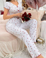 Heart Print Pyjama Set - Voldara