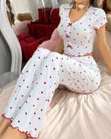 Heart Print Pyjama Set - Voldara