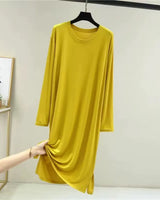 Modal Cotton Long-Sleeve Nightdress - Voldara