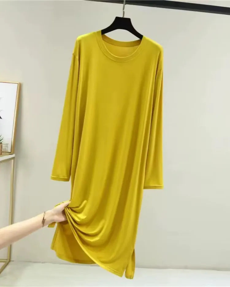 Modal Cotton Long-Sleeve Nightdress