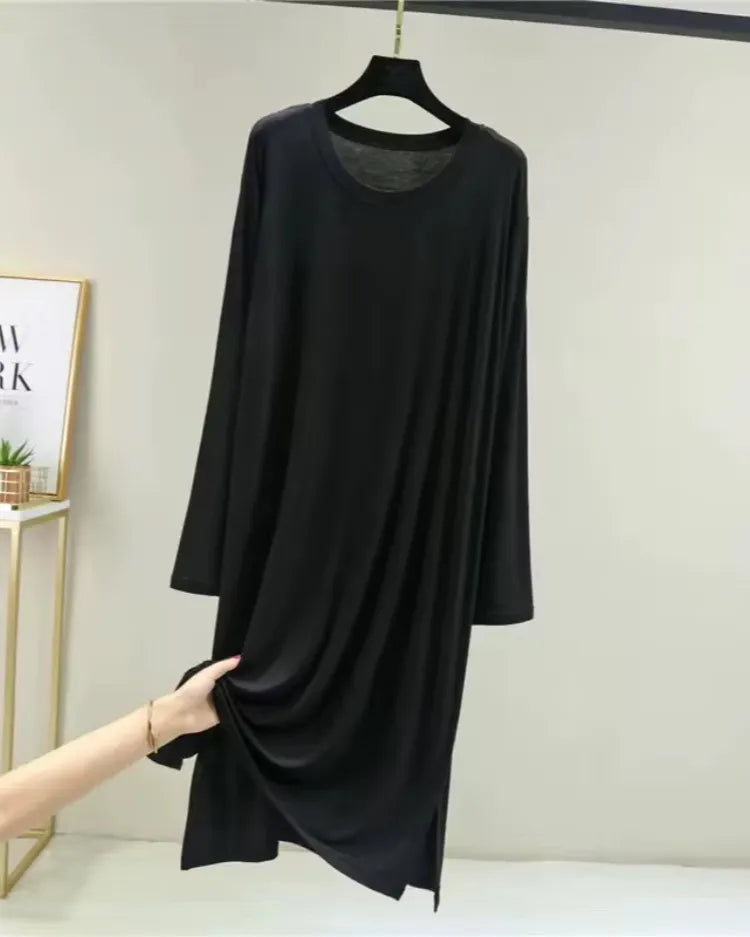 Modal Cotton Long-Sleeve Nightdress