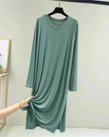 Modal Cotton Long-Sleeve Nightdress - Voldara