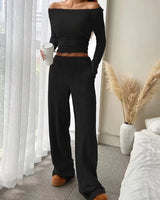 Ribbed Round-Neck Loungewear Set - Voldara