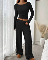 Ribbed Round-Neck Loungewear Set - Voldara